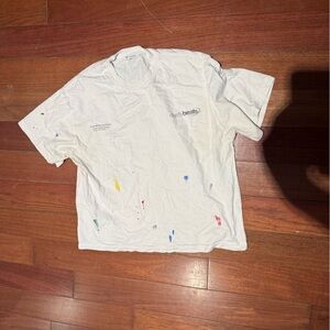 Zara Cream Ribbed Collar T-Shirt